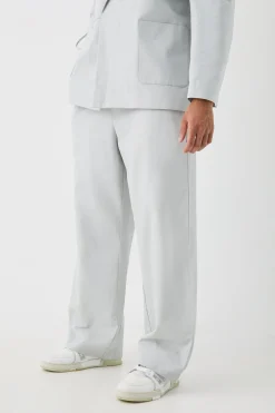 boohooMAN Wide Leg Elasticated Waistband Linen Joggers In | UK| Suits & Tailoring