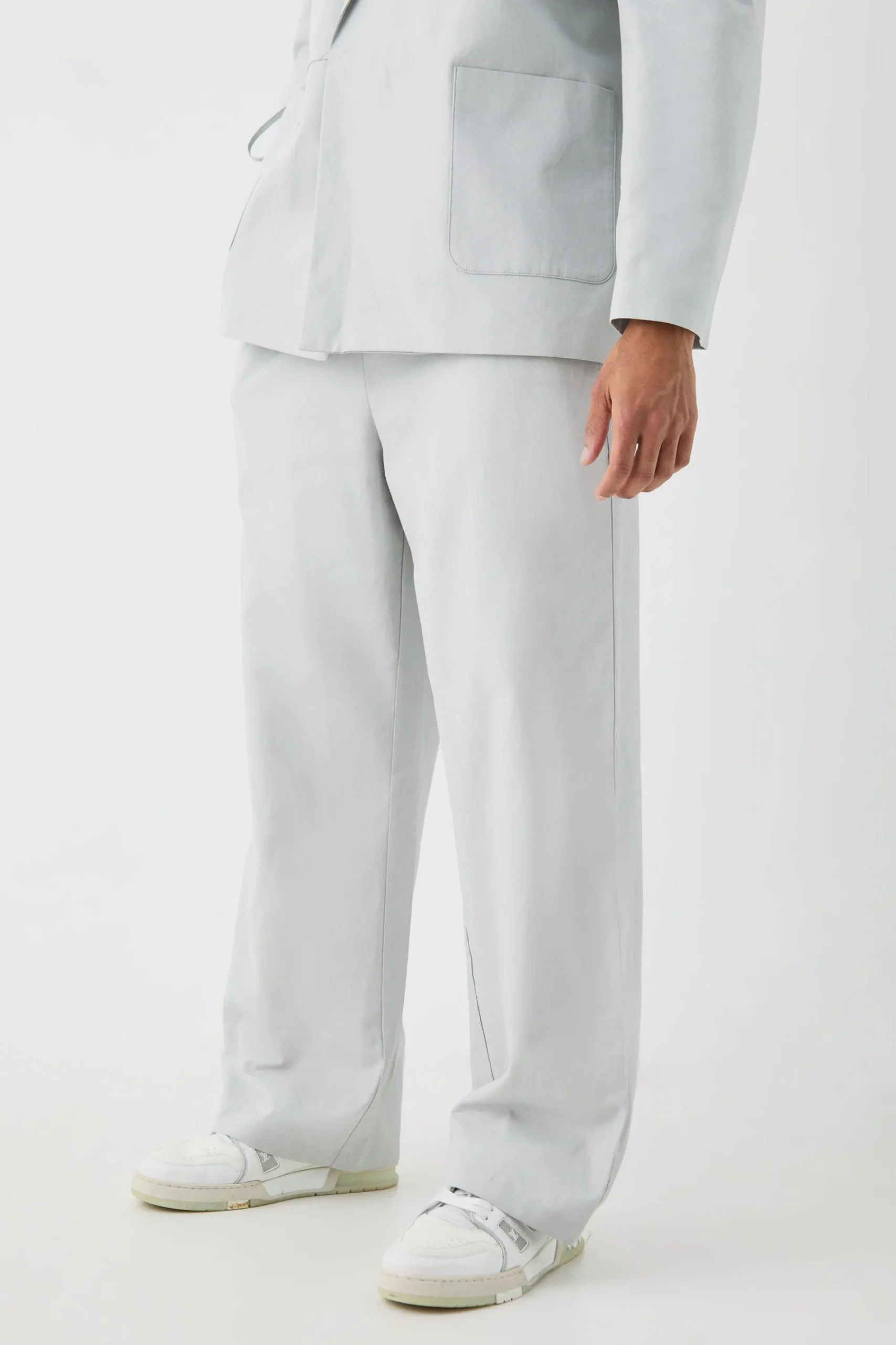 boohooMAN Wide Leg Elasticated Waistband Linen Joggers In | UK| Suits & Tailoring