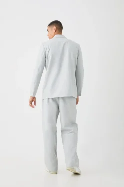 boohooMAN Wide Leg Elasticated Waistband Linen Joggers In | UK| Suits & Tailoring