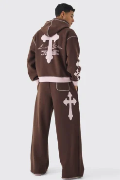 boohooMAN Wide Leg Limited Edition Cross Applique Joggers | UK| Trousers|Joggers