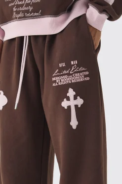 boohooMAN Wide Leg Limited Edition Cross Applique Joggers | UK| Trousers|Joggers