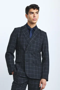 boohooMAN Window Check Double Breasted Slim Fit Blazer | UK| Suits & Tailoring