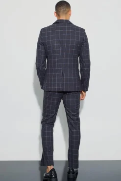 boohooMAN Window Check Double Breasted Slim Fit Blazer | UK| Suits & Tailoring