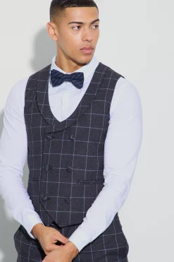 boohooMAN Window Check Double Breasted Waistcoat | UK| Suits & Tailoring