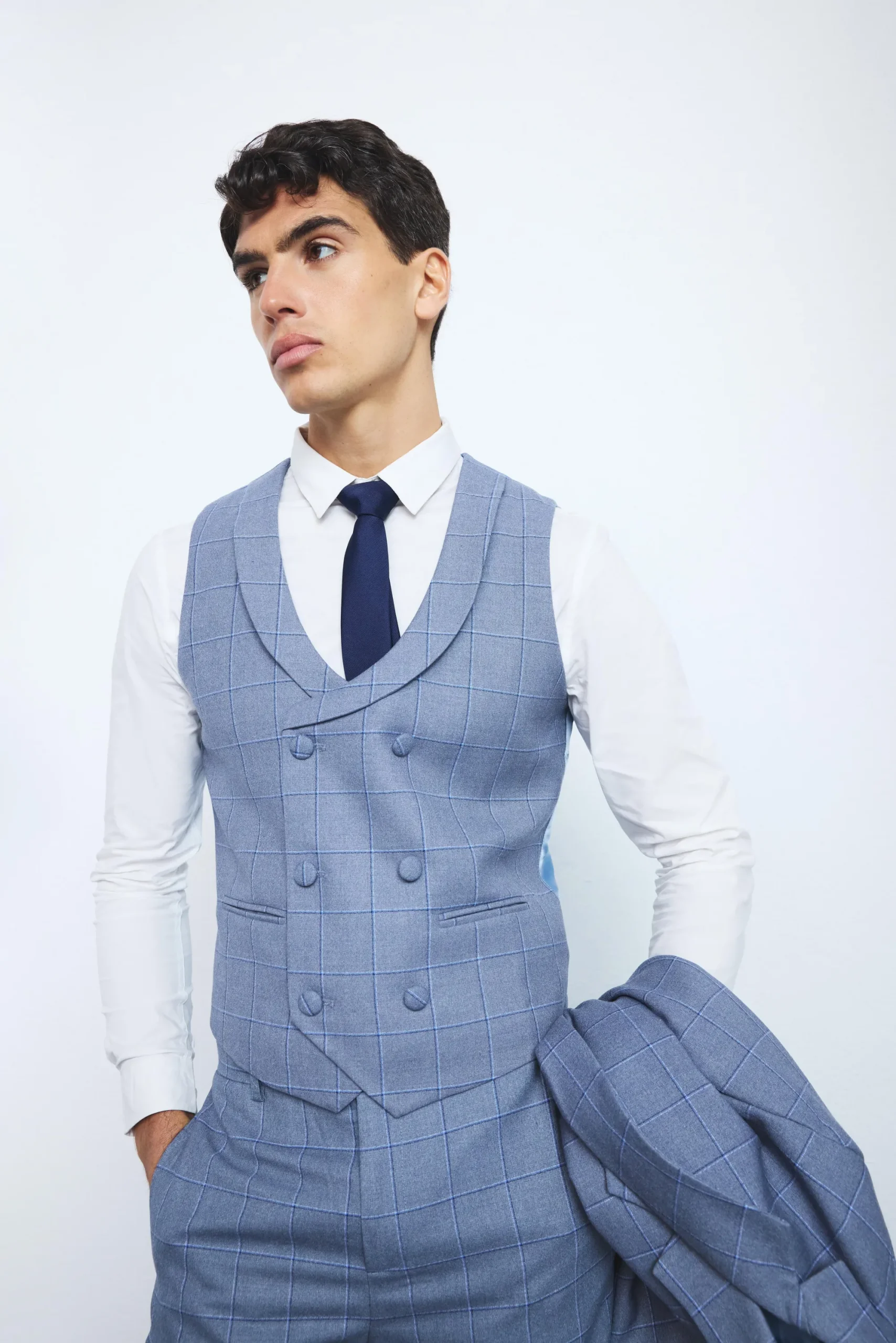 boohooMAN Window Check Double Breasted Waistcoat | UK| Suits & Tailoring