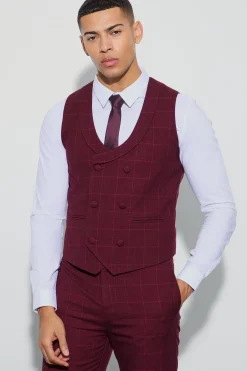 boohooMAN Window Check Double Breasted Waistcoat | UK| Suits & Tailoring|Sets & Co-Ords