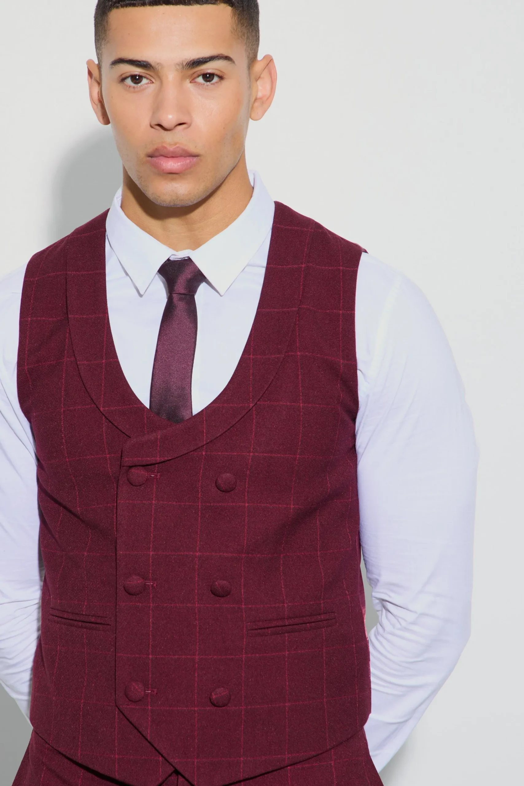 boohooMAN Window Check Double Breasted Waistcoat | UK| Suits & Tailoring|Sets & Co-Ords
