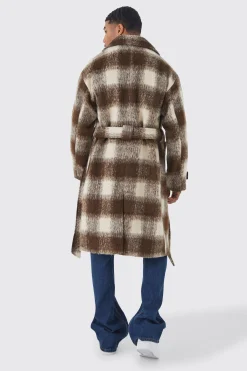 boohooMAN Wool Look Check Belted Overcoat | UK| Coats & Jackets