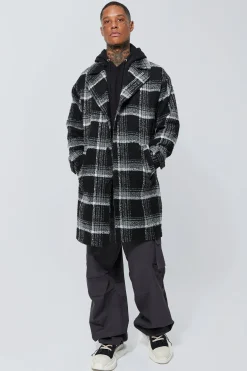 boohooMAN Wool Look Check Single Breasted Overcoat | UK| Coats & Jackets