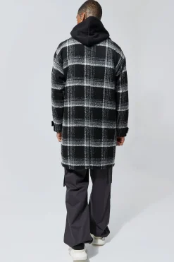 boohooMAN Wool Look Check Single Breasted Overcoat | UK| Coats & Jackets