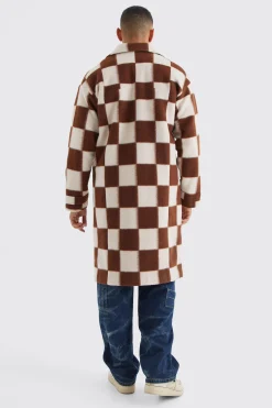 boohooMAN Wool Look Checkerboard Single Breasted Overcoat | UK| Coats & Jackets