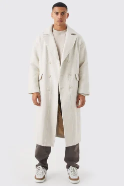 boohooMAN Wool Look Double Breasted Textured Overcoat | UK| Coats & Jackets