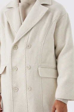 boohooMAN Wool Look Double Breasted Textured Overcoat | UK| Coats & Jackets