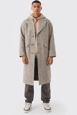 boohooMAN Wool Look Overcoat With Metal Clasp | UK| Coats & Jackets