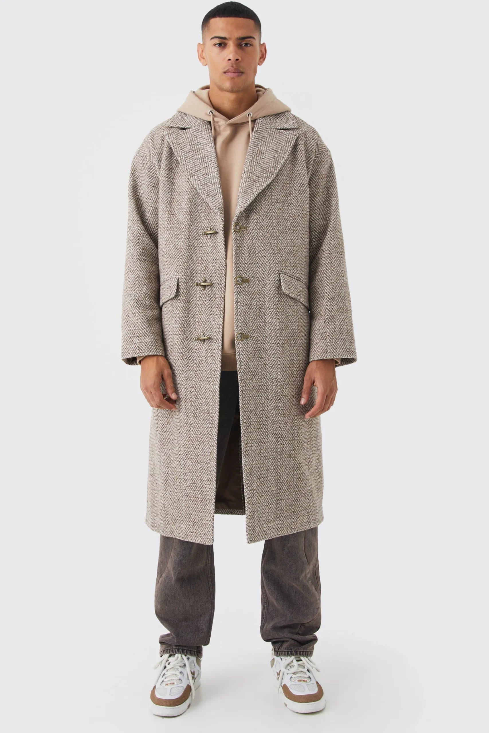 boohooMAN Wool Look Overcoat With Metal Clasp | UK| Coats & Jackets