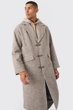 boohooMAN Wool Look Overcoat With Metal Clasp | UK| Coats & Jackets