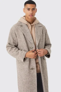 boohooMAN Wool Look Overcoat With Metal Clasp | UK| Coats & Jackets