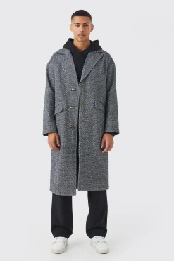 boohooMAN Wool Look Overcoat With Metal Clasp | UK| Coats & Jackets
