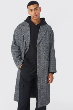 boohooMAN Wool Look Overcoat With Metal Clasp | UK| Coats & Jackets