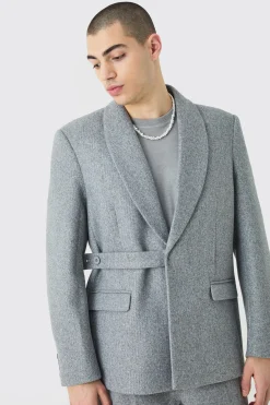 boohooMAN Wool Look Oversized Strap Detail Blazer | UK| Suits & Tailoring