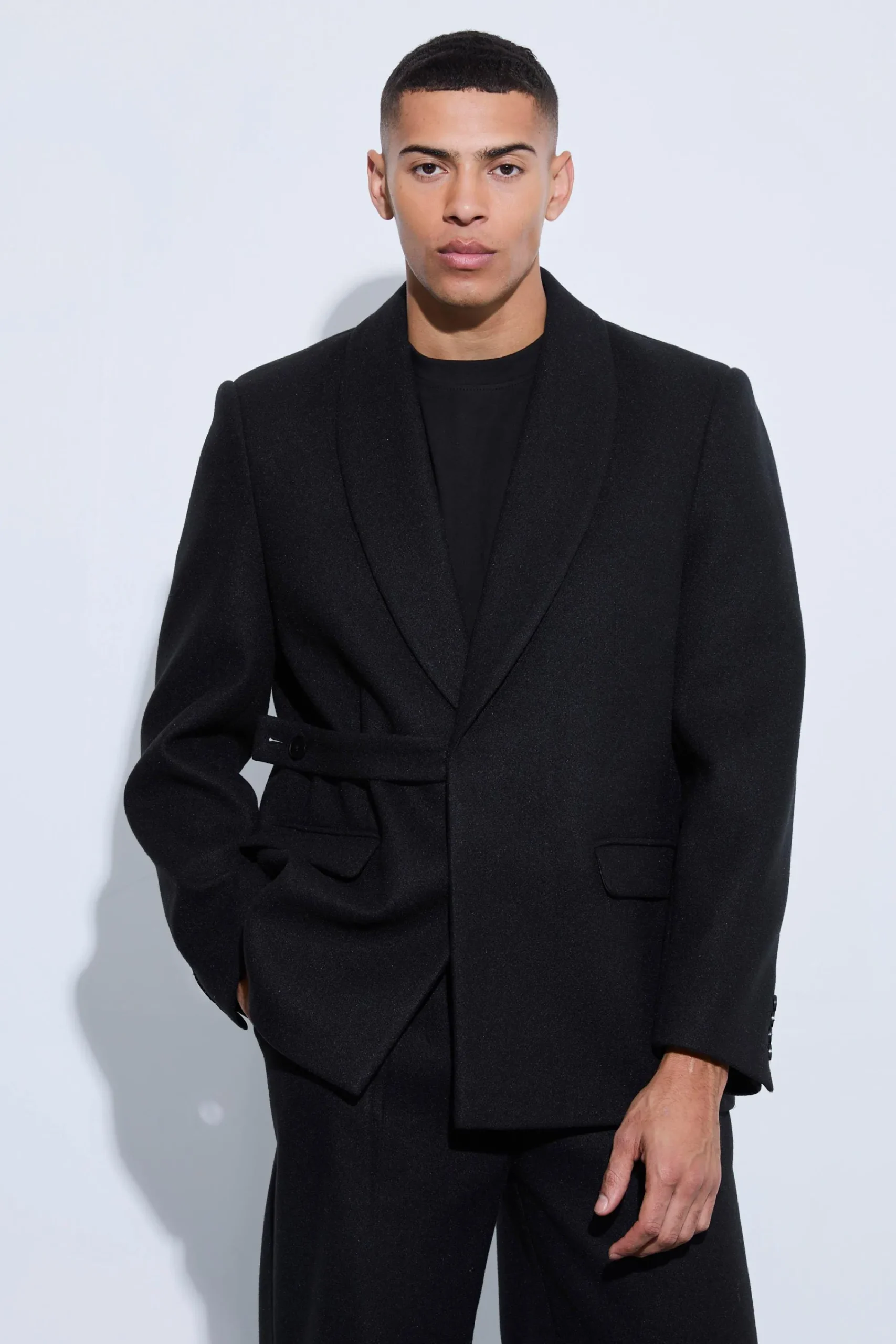boohooMAN Wool Look Oversized Strap Detail Blazer | UK| Suits & Tailoring