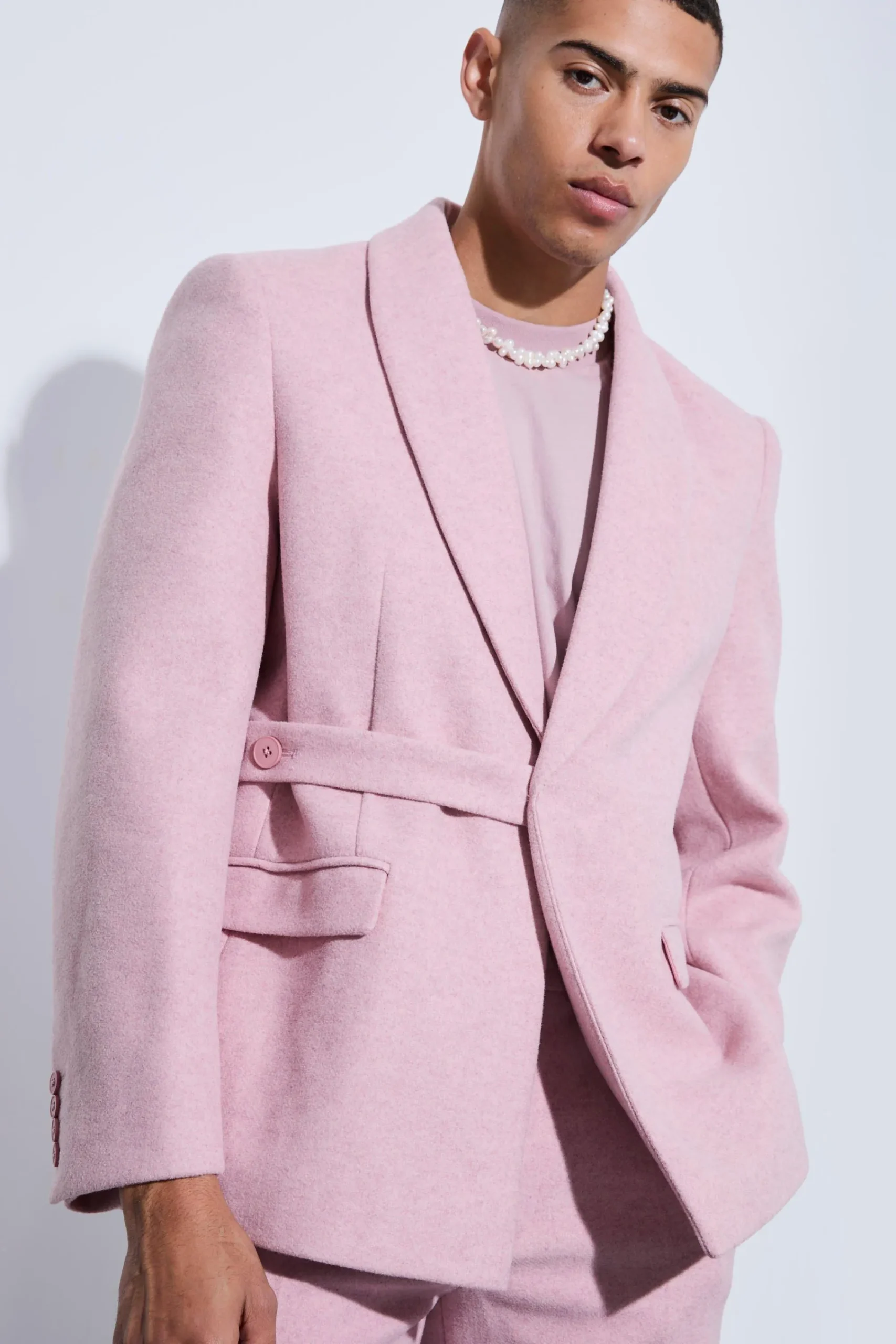 boohooMAN Wool Look Oversized Strap Detail Blazer | UK| Suits & Tailoring