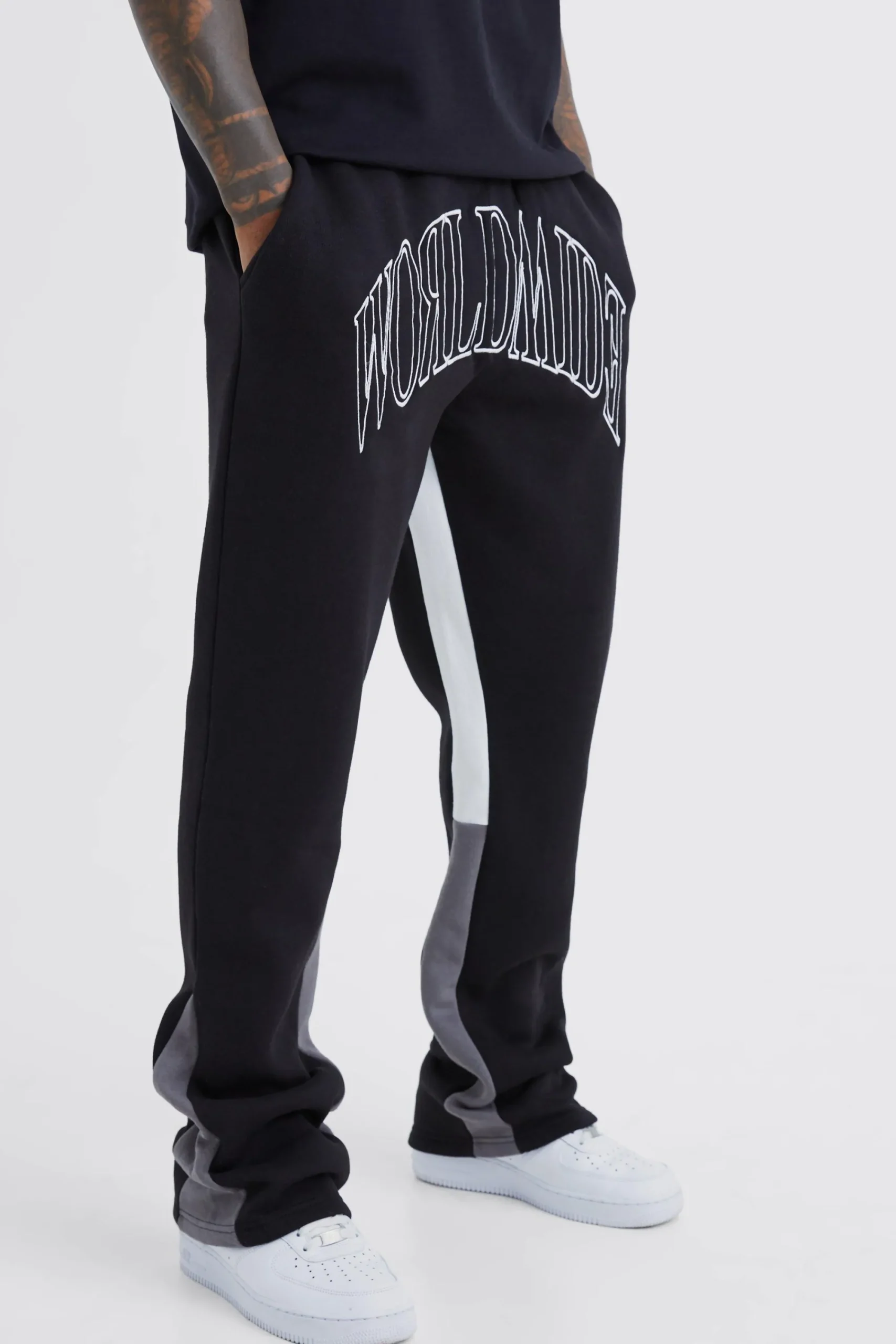 boohooMAN Worldwide Contrast Stitch Gusset Jogger | UK| Trousers|Joggers