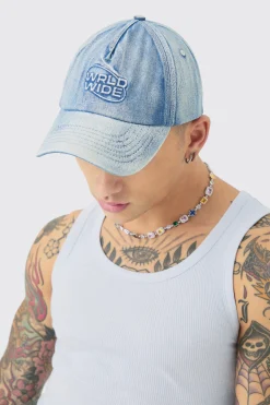boohooMAN Worldwide Embossed Washed Cap In | UK| Hats & Caps