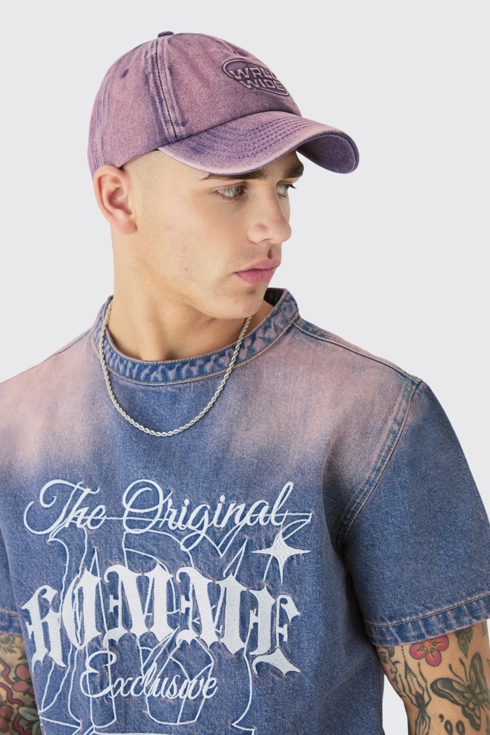 boohooMAN Worldwide Embossed Washed Cap In | UK| Hats & Caps