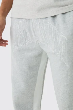 boohooMAN Worldwide Embroidered Contrast Stitch Gusset Jogger | UK| Joggers