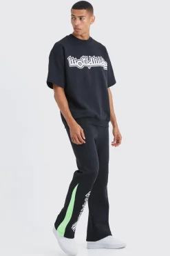 boohooMAN Worldwide Graphic Half Sleeve Sweat Gusset Tracksuit | UK| Tracksuits