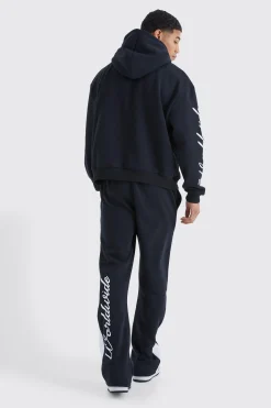 boohooMAN Worldwide Placement Printed Gusset Tracksuit | UK| Tracksuits