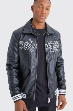 boohooMAN Worldwide Pu Collared Bomber | UK| Coats & Jackets