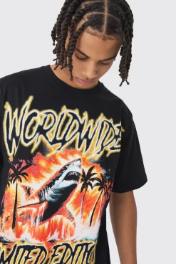 Worldwide Shark Graphic T-Shirt | UK^boohooMAN Hot