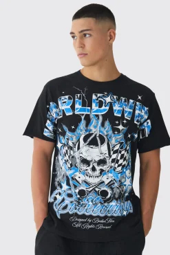 Worldwide Skull Printed T-Shirt | UK^boohooMAN Hot