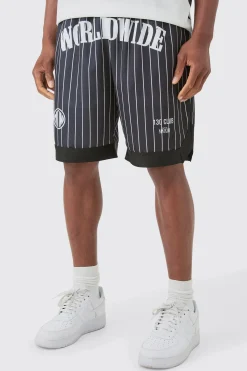 boohooMAN Worldwide Stripe Basketball Mesh Shorts | UK| Shorts