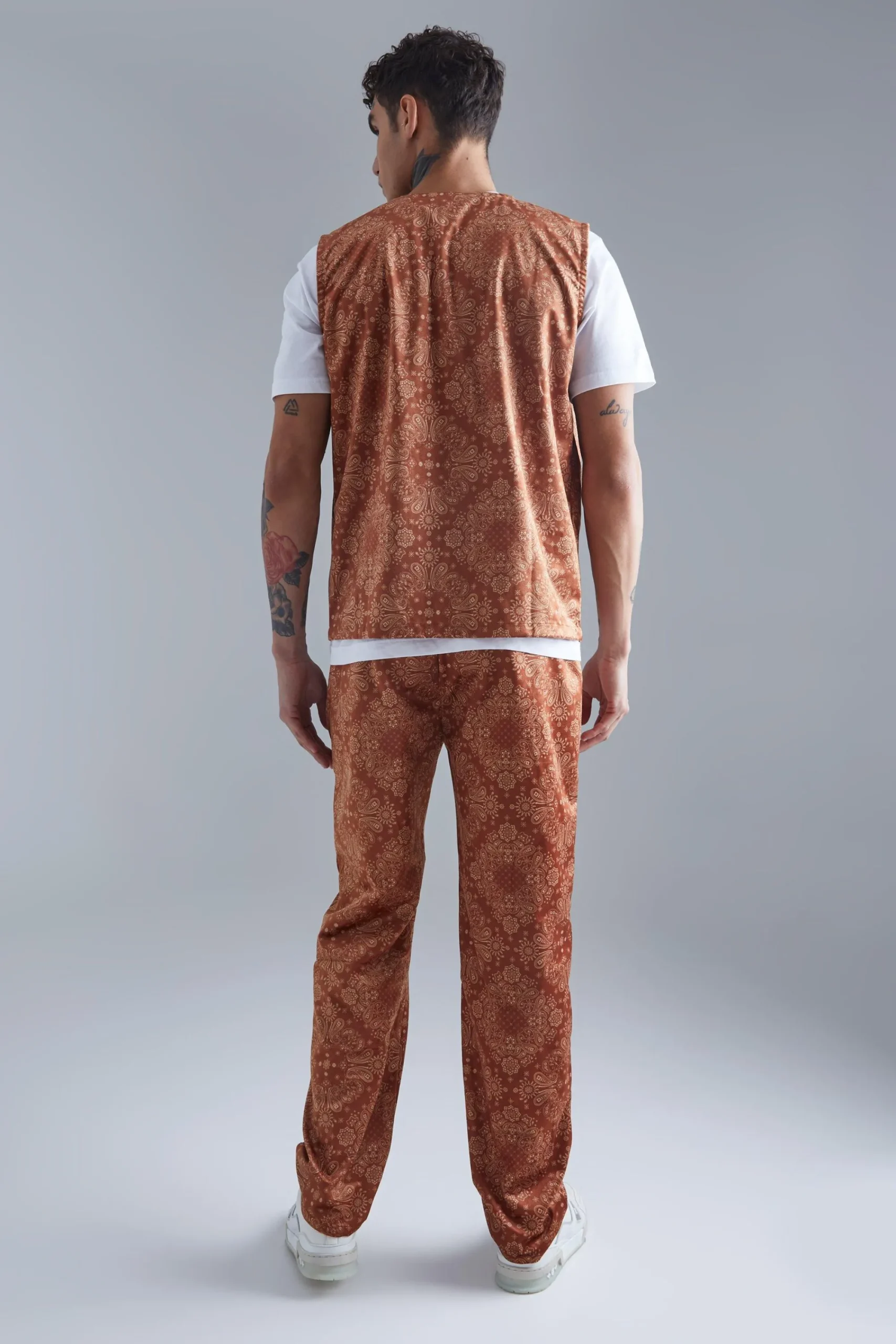 boohooMAN Woven Bandana Utility Vest And Straight Trouser | UK| Sets & Co-Ords