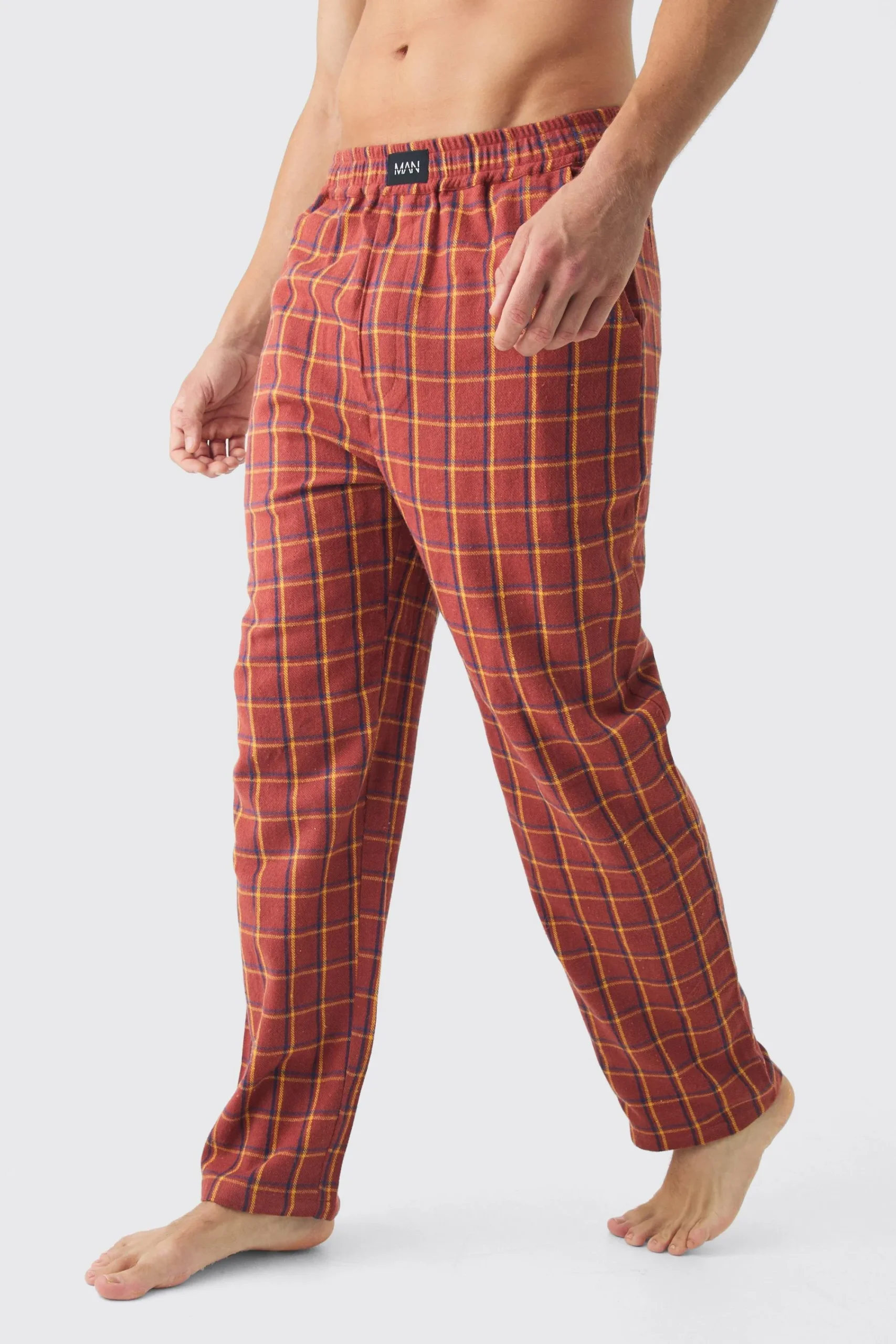 boohooMAN Woven Check Lounge Bottoms | UK| Loungewear
