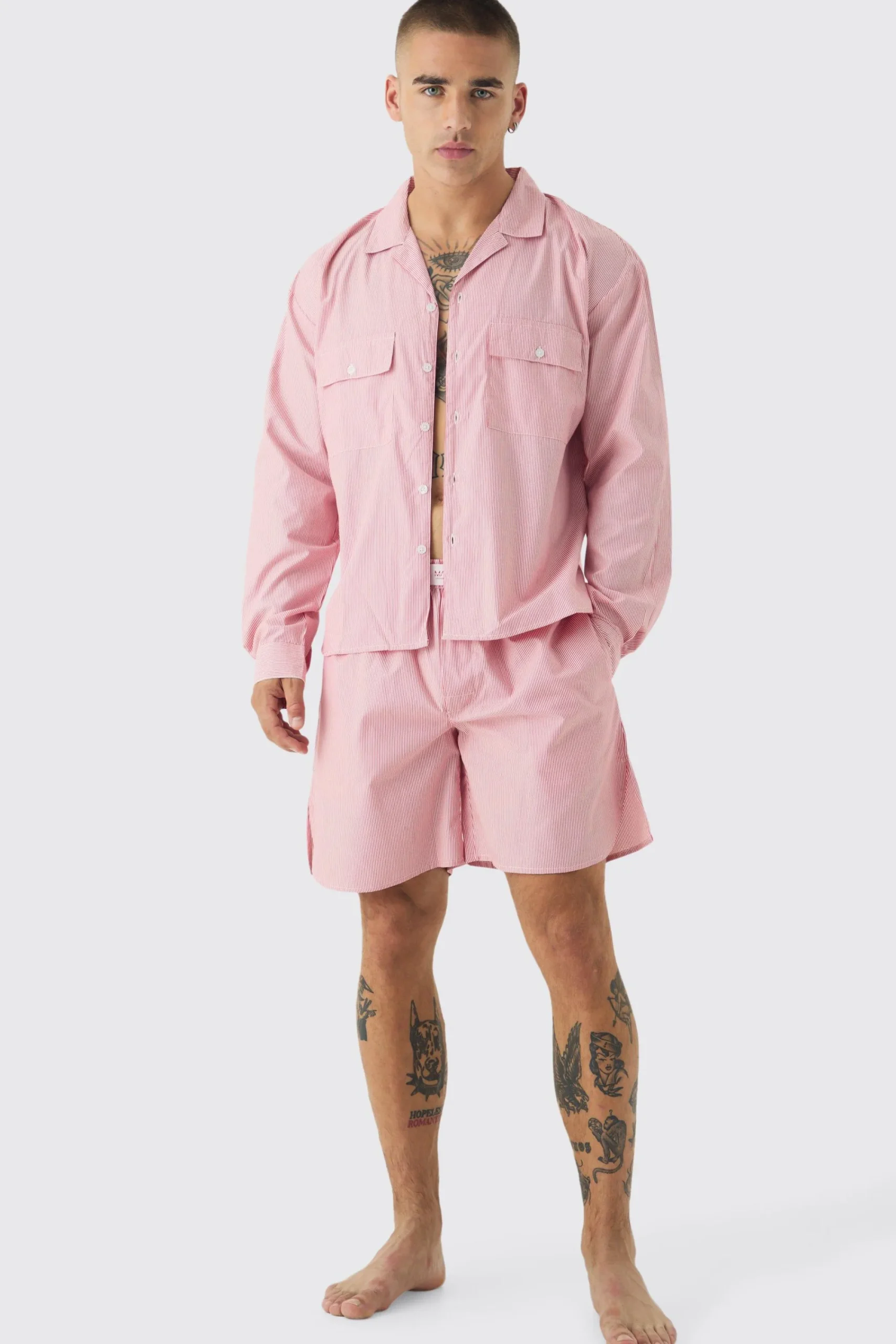 boohooMAN Woven Oversized Shirt & Short Lounge Set | UK| Loungewear|Shirts