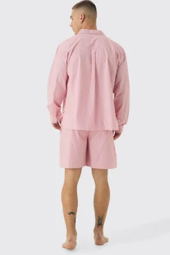 boohooMAN Woven Oversized Shirt & Short Lounge Set | UK| Loungewear|Shirts