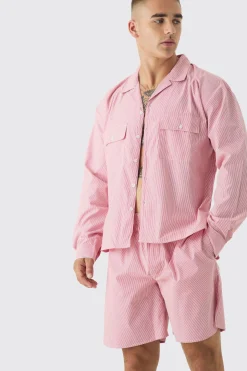 boohooMAN Woven Oversized Shirt & Short Lounge Set | UK| Loungewear|Shirts