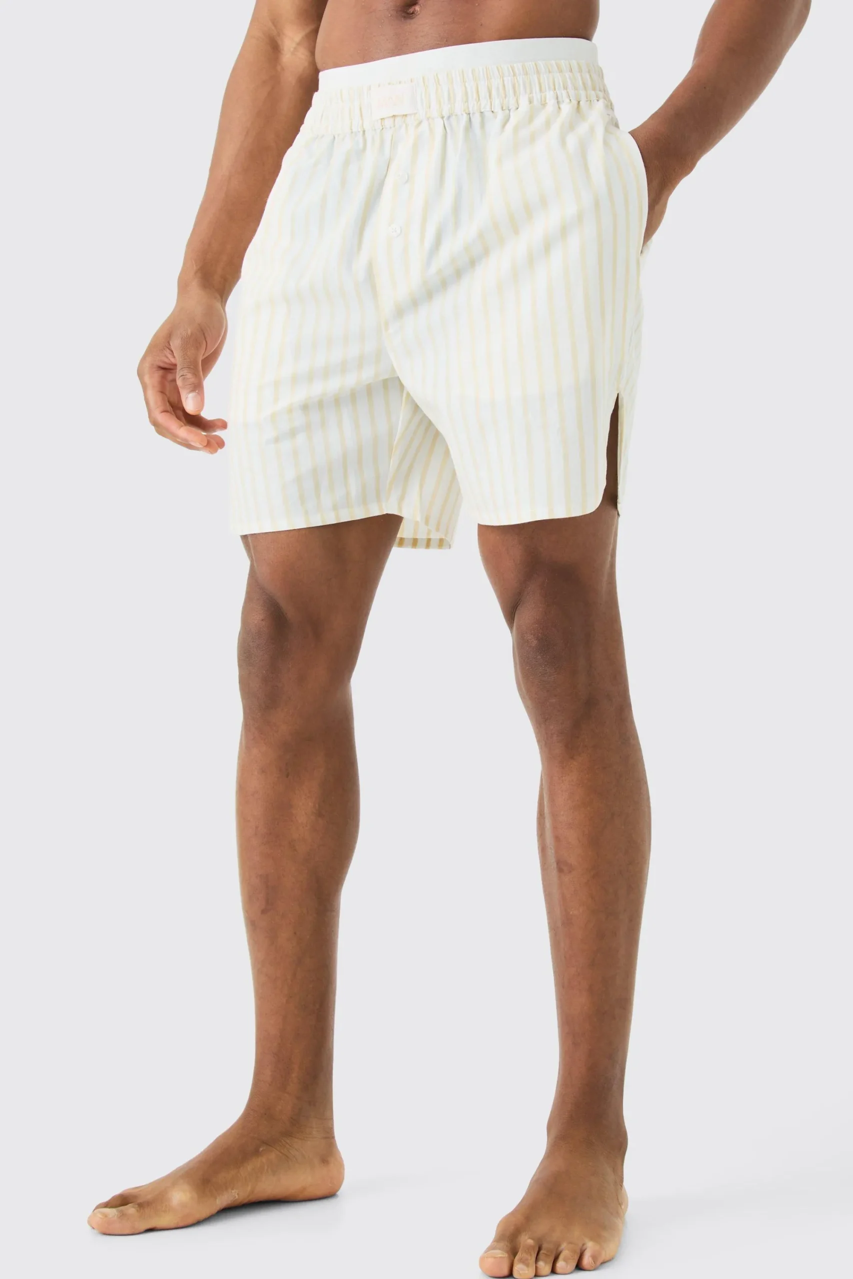 boohooMAN Woven Stripe Double Waistband Short | UK| Loungewear|Underwear & Socks