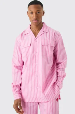 boohooMAN Woven Stripe Lounge Shirt | UK| Shirts