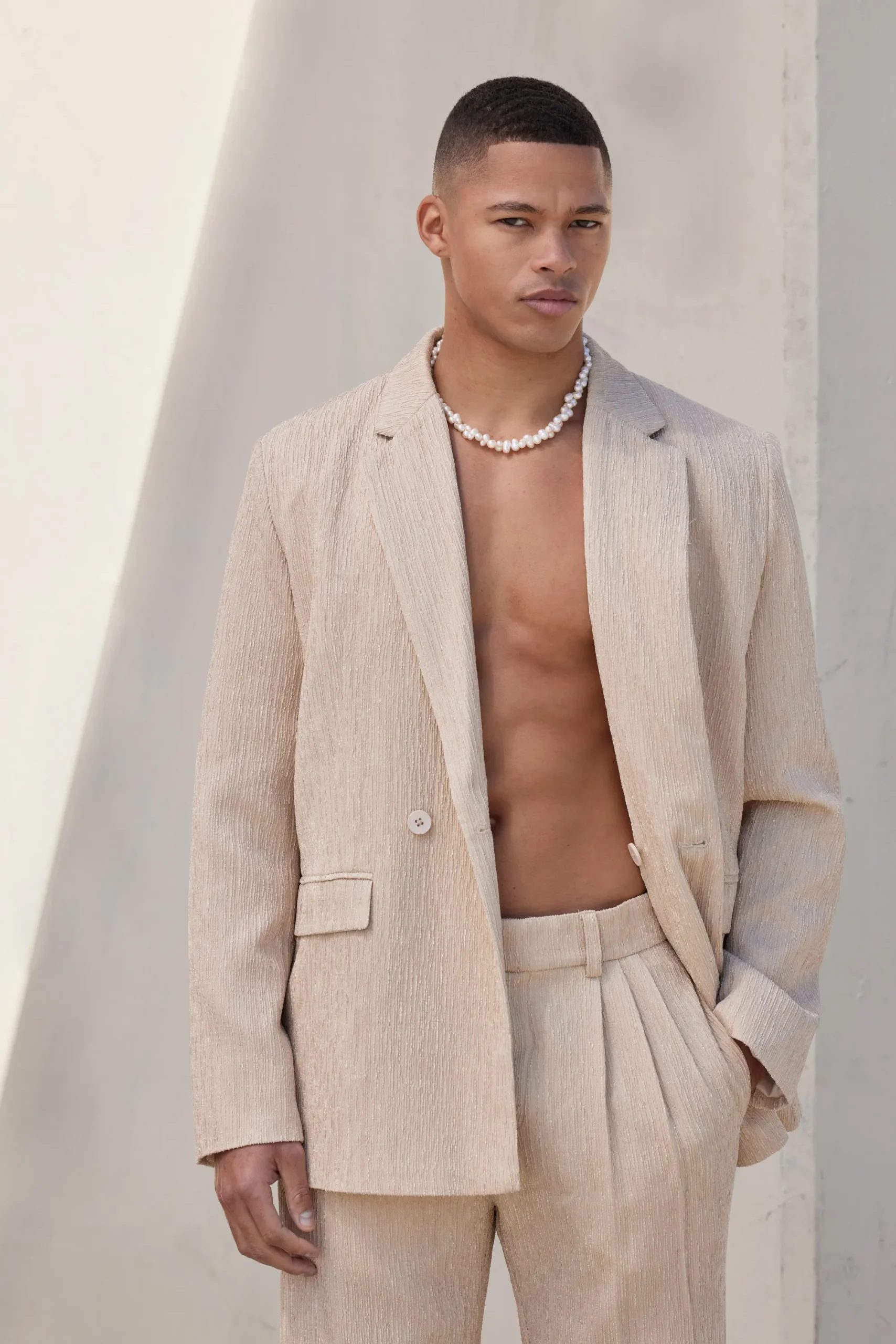 boohooMAN Wrap Front Crinkle Relaxed Suit Jacket | UK| Suits & Tailoring