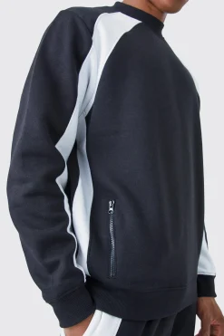 boohooMAN Zip Detail Colour Block Sweatshirt Tracksuit | UK| Tracksuits