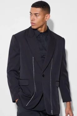 boohooMAN Zip Front Detail Blazer | UK| Suits & Tailoring