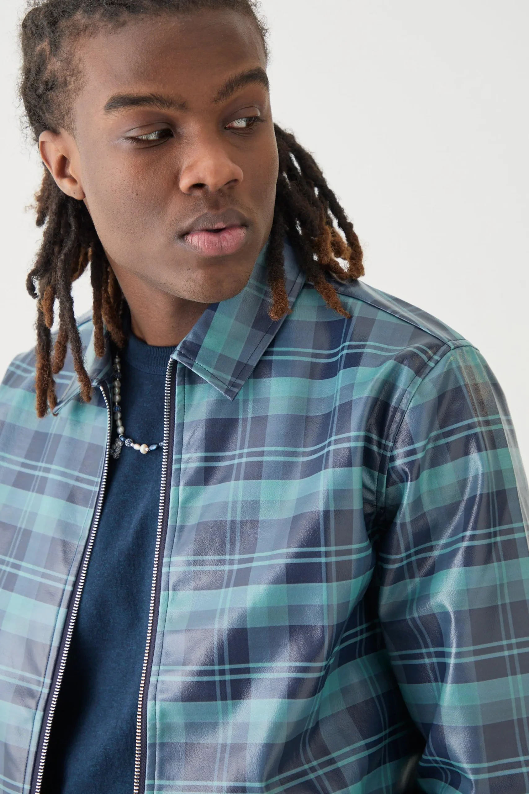 boohooMAN Zip Through Check Pu Harrington | UK| Sets & Co-Ords