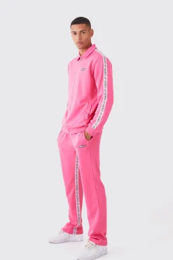 boohooMAN Zip Through Man Tape Tricot Tracksuit | UK| Tracksuits
