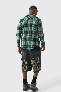 boohooMAN Zip Through Washed Checked Shirt | UK| Shirts